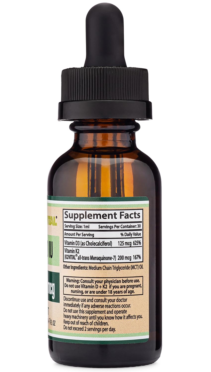 Ingredient panel for Double Wood Vitamin D3 K2 liquid drops