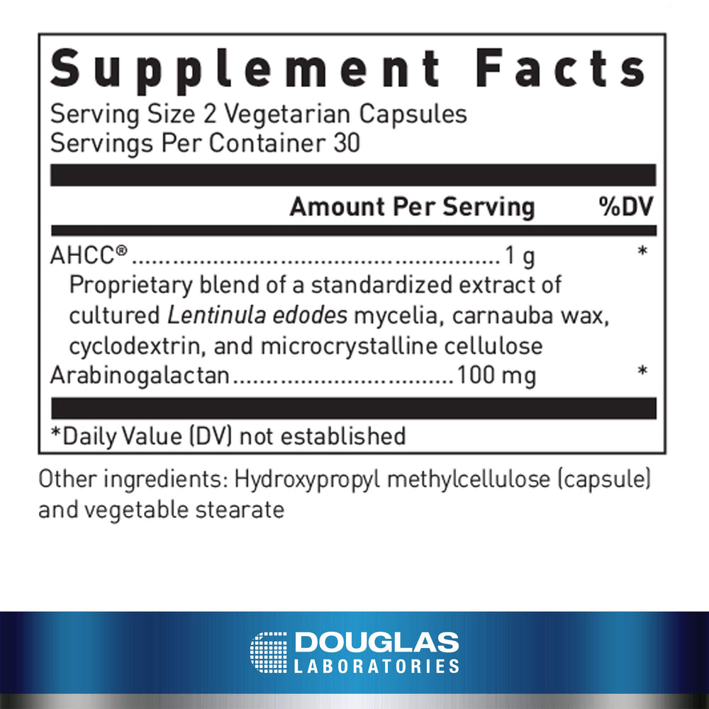 AHCC® Plus ingredient close-up showing mushroom extract and arabinogalactan