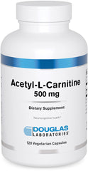 Bottle showing front of Douglas Laboratories Acetyl L-Carnitine 500 mg 120 capsules