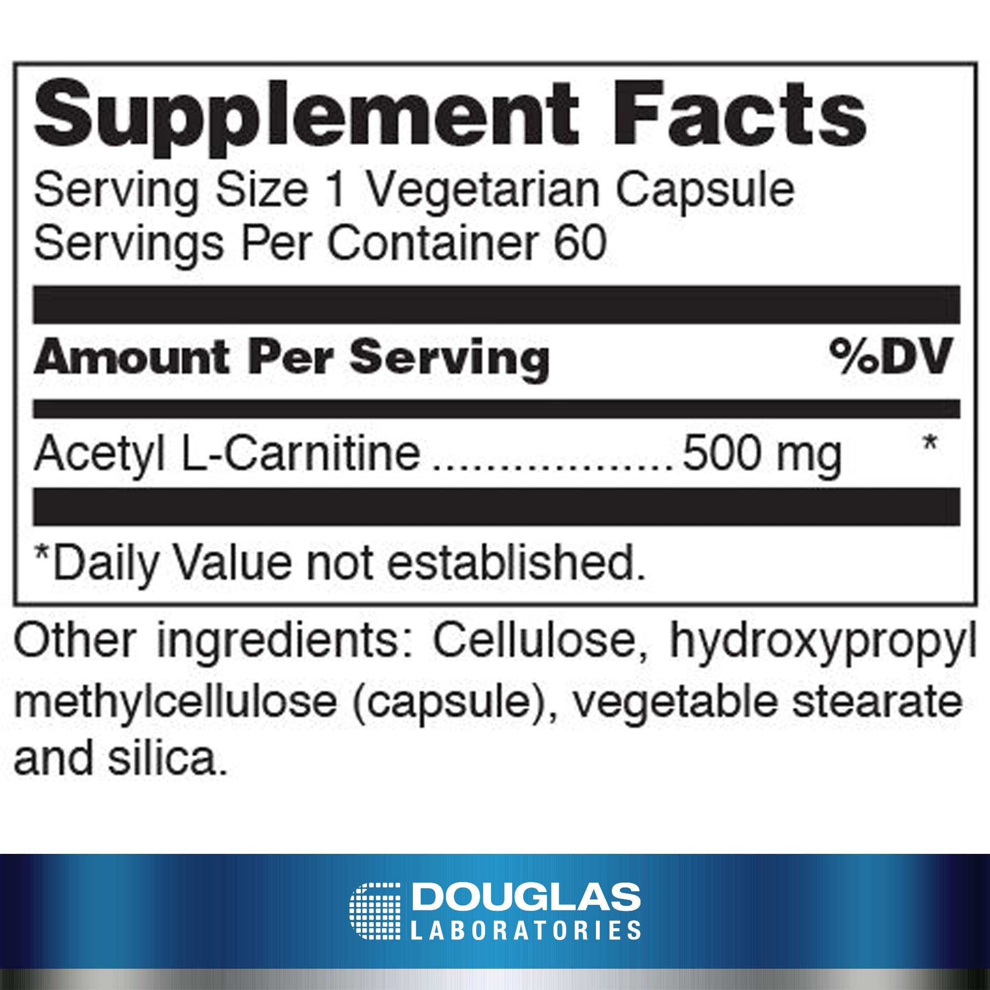 Close-up of Acetyl L-Carnitine 500 mg bottle label