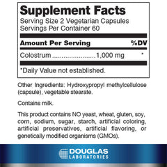 Close-up of Douglas Laboratories Colostrum 120 capsules