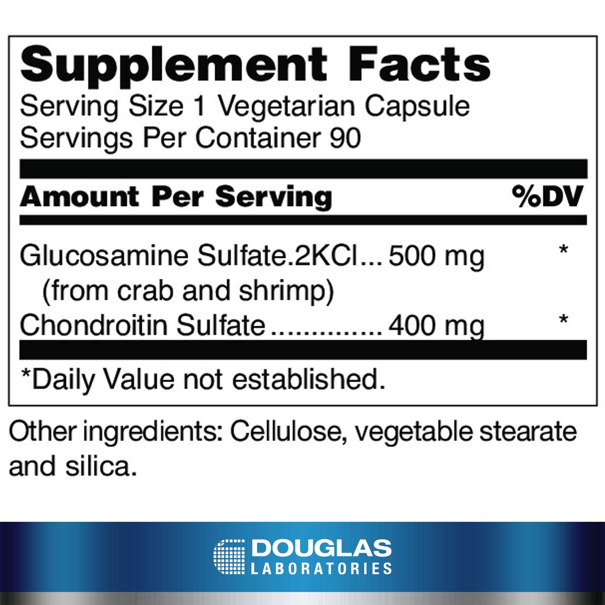 Close-up of the Glucosamine Plus Extra Strength product label