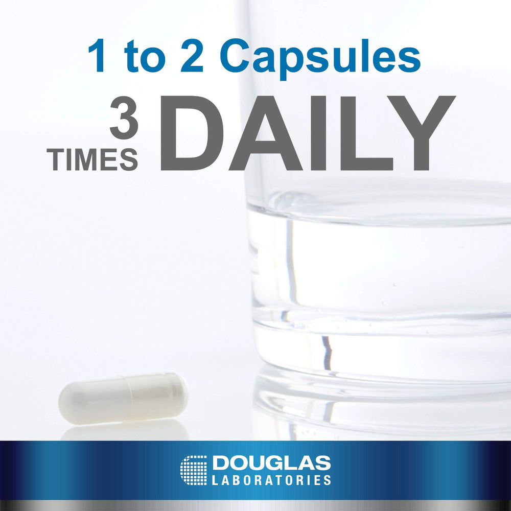 Close-up of L-Arginine 700 mg capsules by Douglas Laboratories
