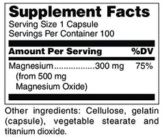 Douglas Laboratories Magnesium Oxide bottle back label