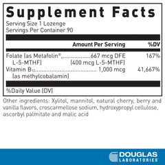 Close-up of bottle label showing methylfolate and methylcobalamin