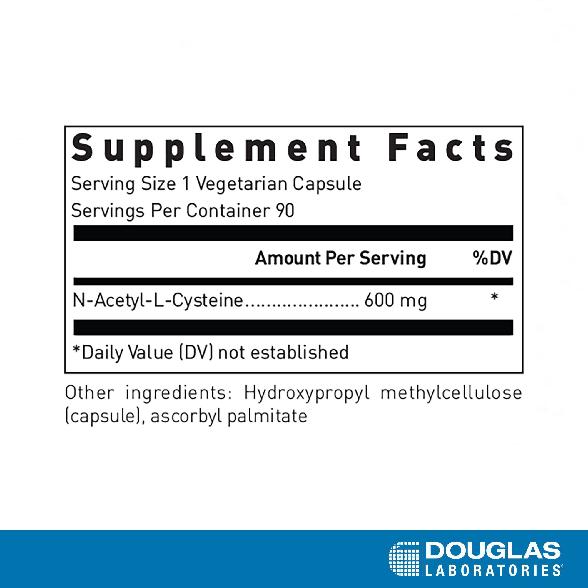 N-Acetyl-L-Cysteine 600 mg capsules arranged on a white background