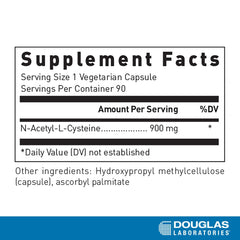 Douglas Laboratories NAC 900 mg 90 capsules back panel