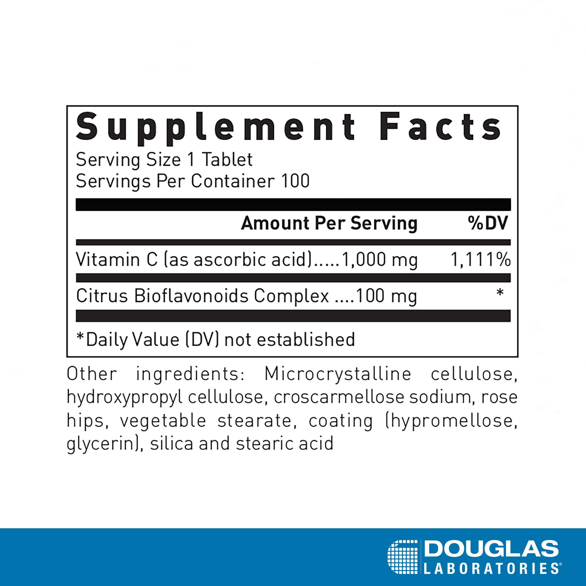 Natural C 1000 mg vitamin C supplement label close-up