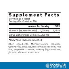 Natural C 1000 mg vitamin C supplement label close-up