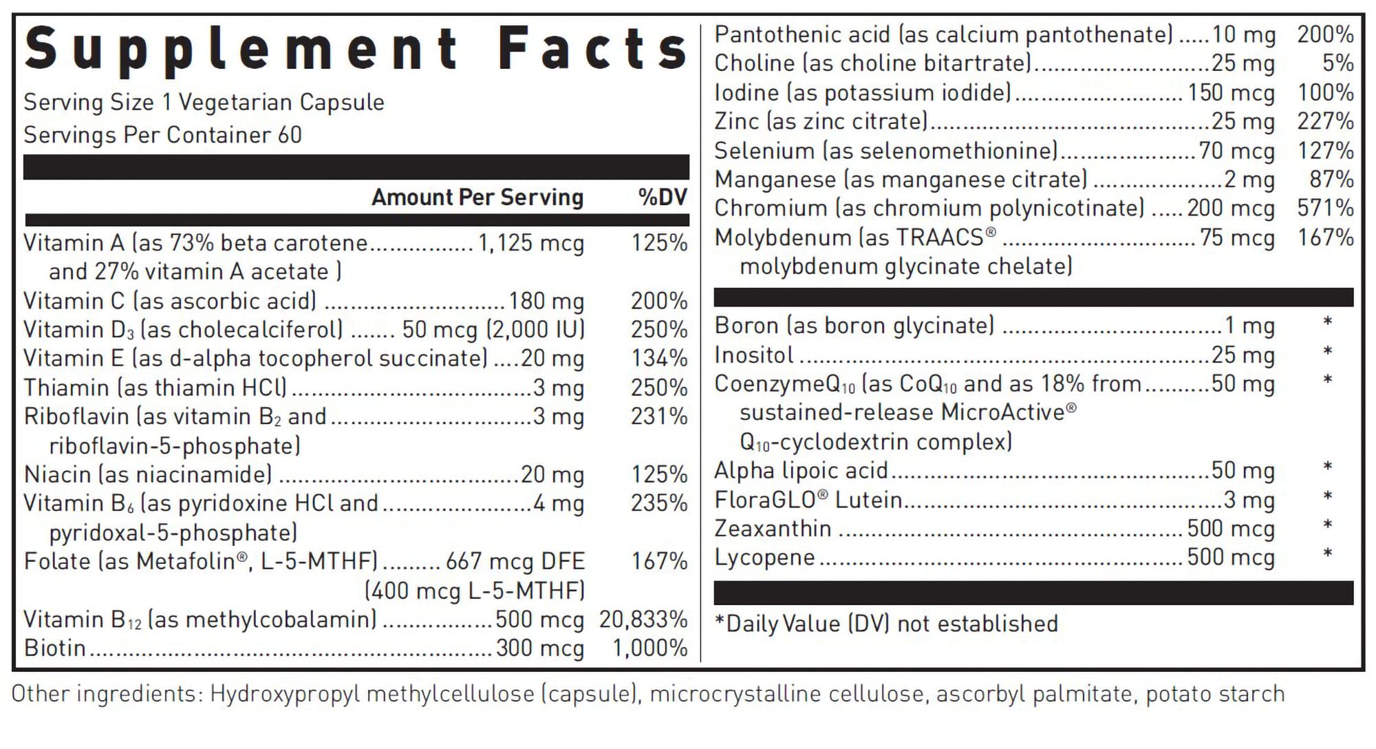 Close-up of Ultra Preventive 1 Daily bottle label