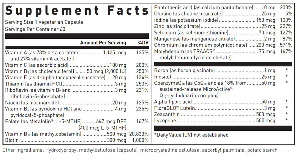 Close-up of Ultra Preventive 1 Daily bottle label