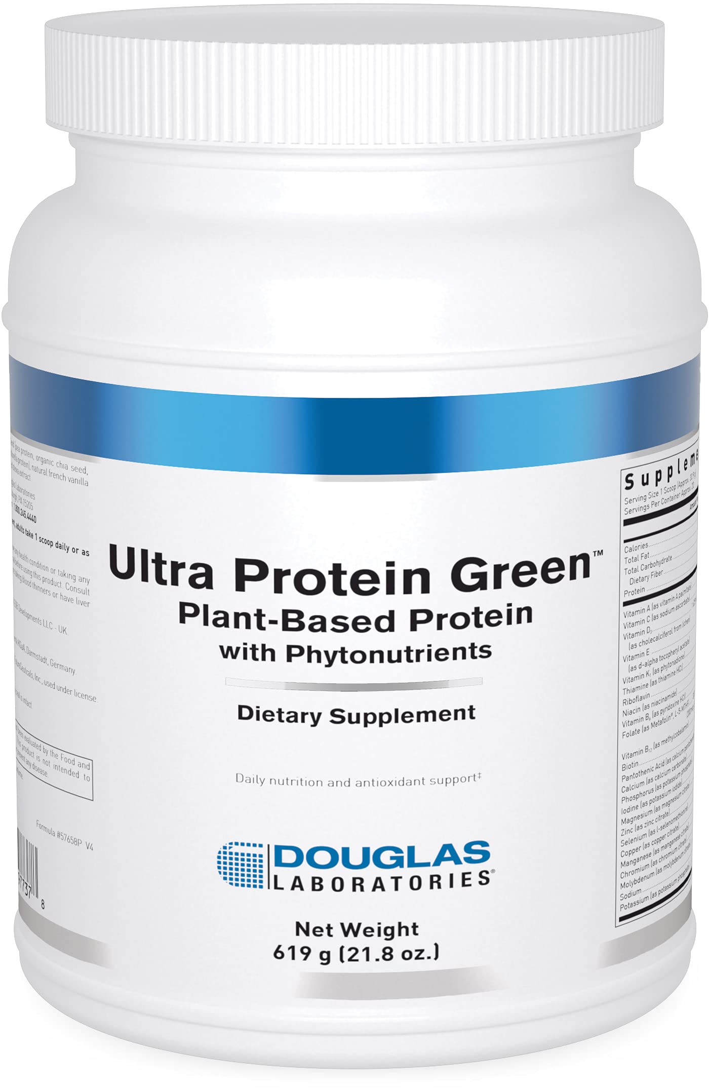 Douglas Laboratories Ultra Protein Green vanilla-tub: convenient protein-packed shake for quick nutrition.