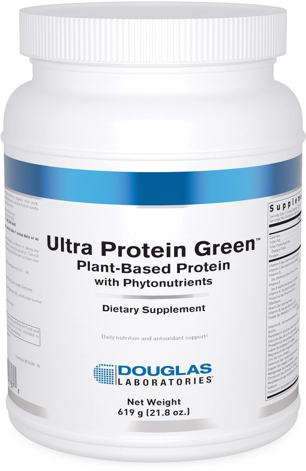 Douglas Laboratories Ultra Protein Green vanilla-tub: convenient protein-packed shake for quick nutrition.
