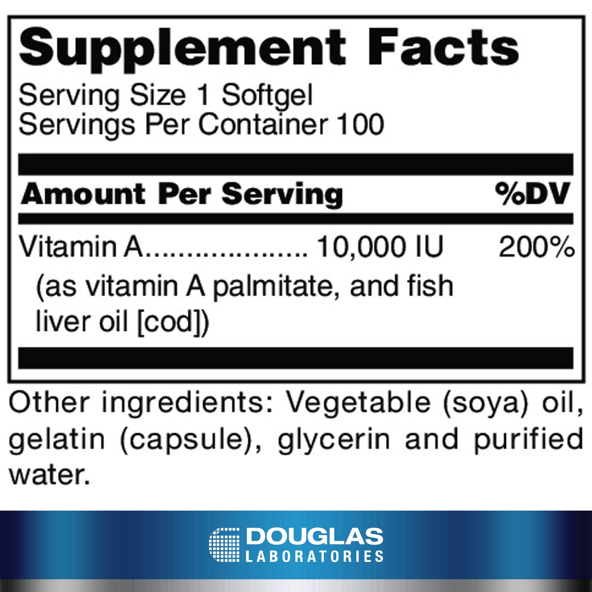 Douglas Laboratories Vitamin A softgels pour demonstrates easy daily intake for vision health.