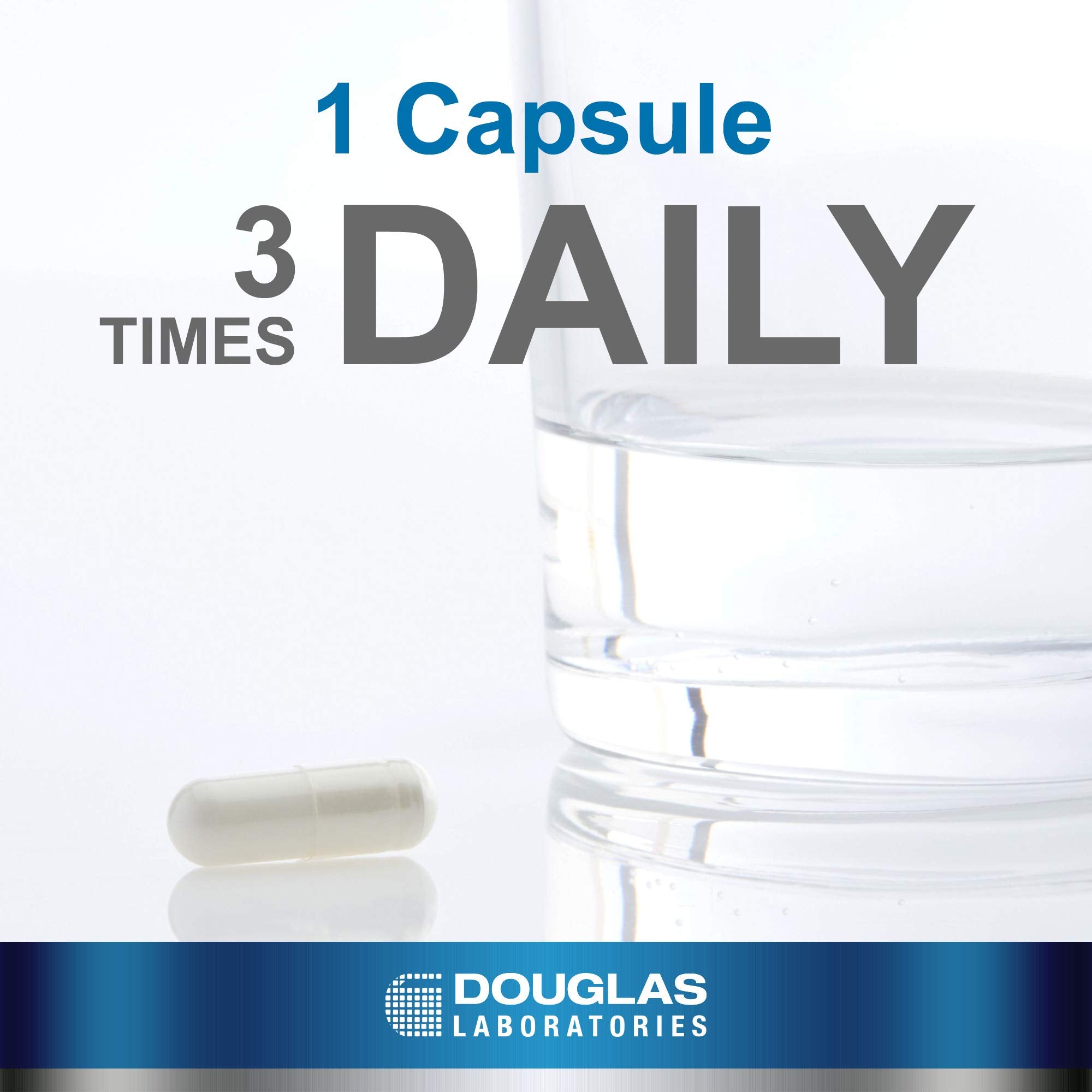 Capsules displayed beside the Douglas Laboratories bottle for scale