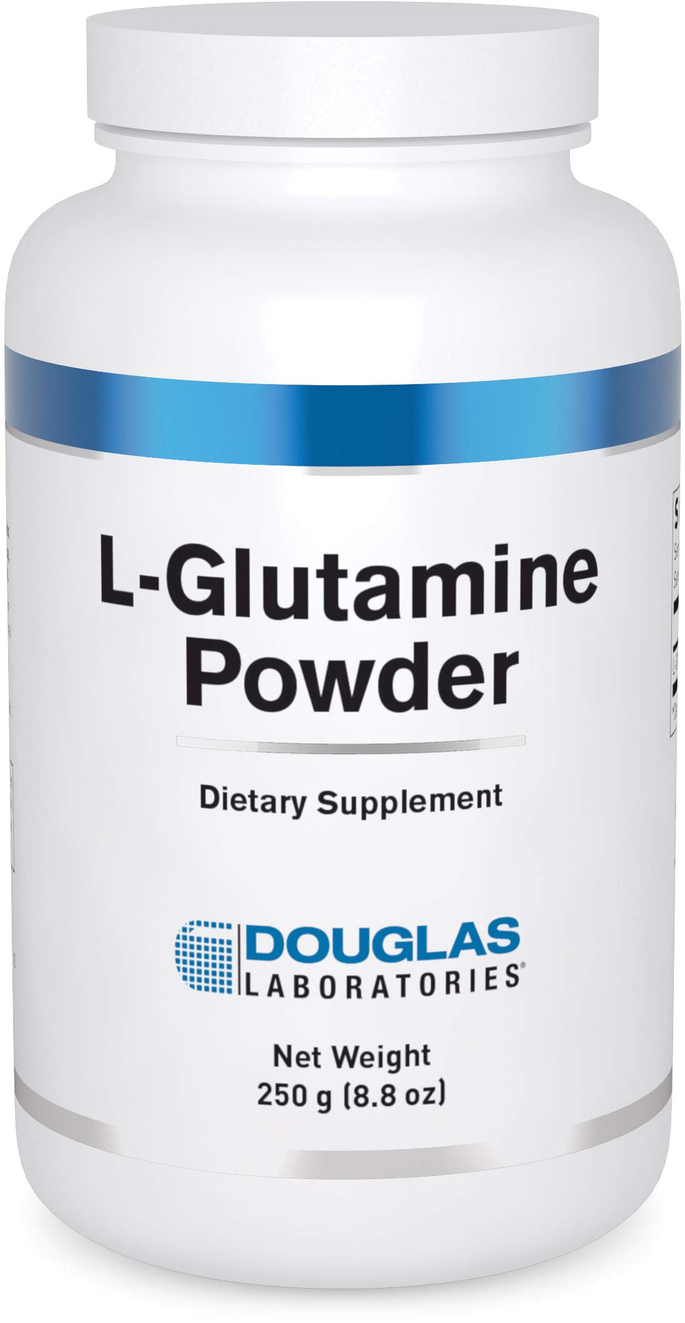 Front view of Douglas Laboratories L-Glutamine Powder bottle