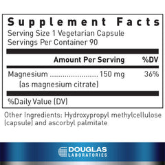 Close-up of a 150 mg elemental magnesium citrate capsule