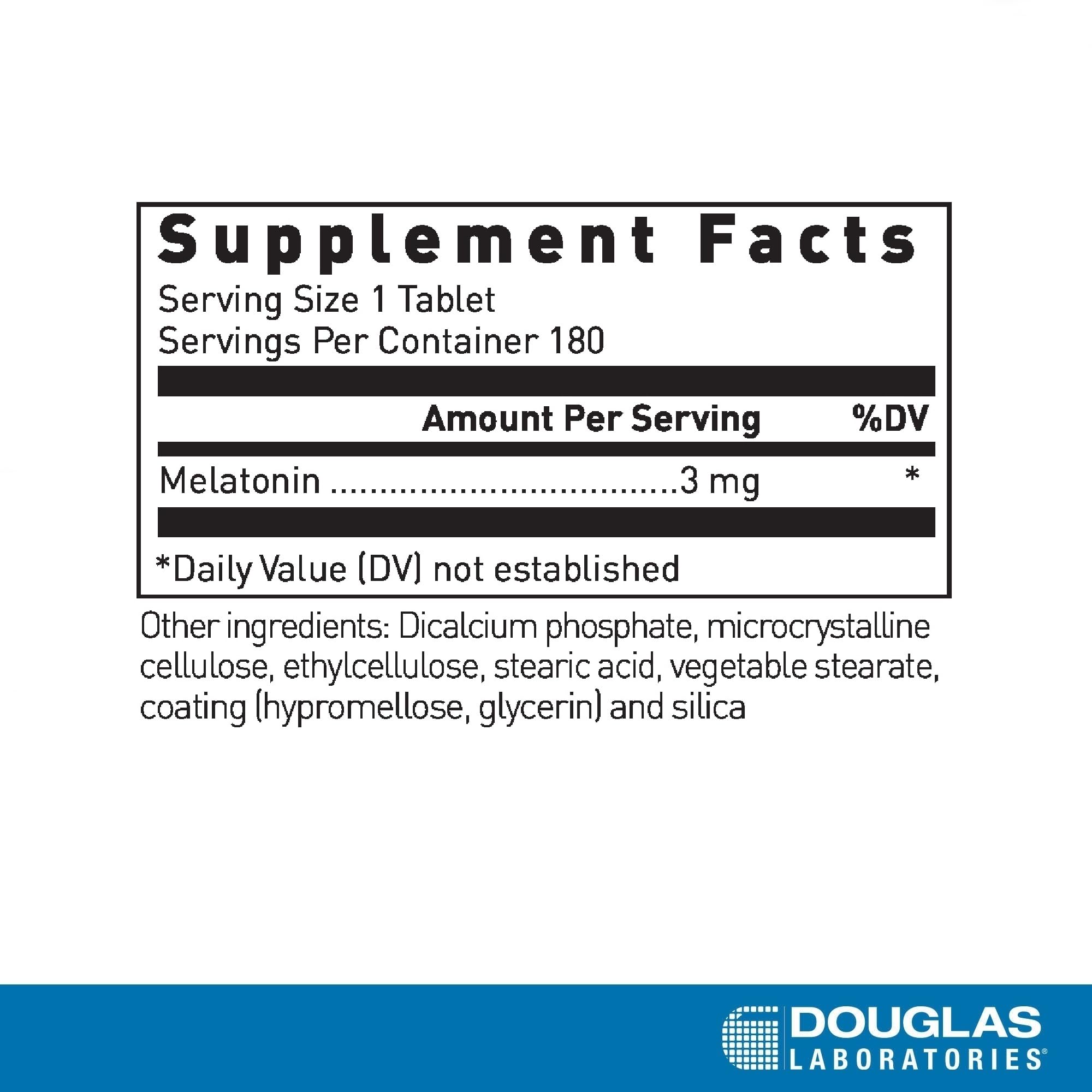 Douglas Laboratories Melatonin Prolonged Release 3 mg bottle and packaging