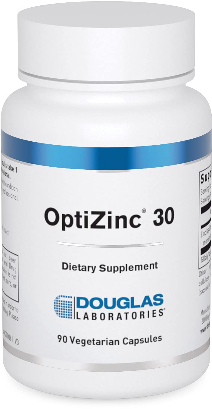 Bottle of Douglas Laboratories Opti Zinc 30 mg capsules