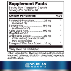 Close-up of Ultra Benfotiamine bottle label