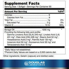 Douglas Ultra GLA Borage Oil 240mg 90 Softgels back label