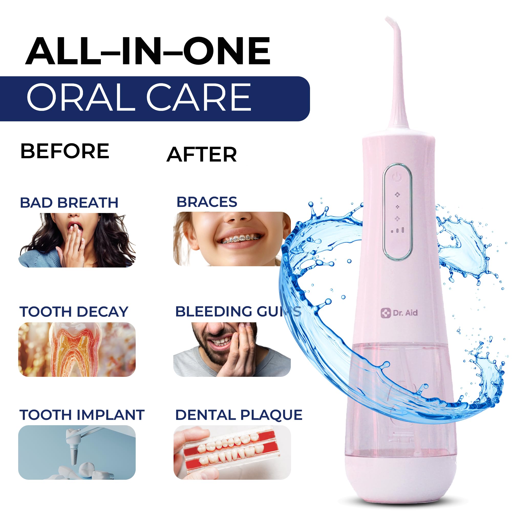 Built-in water filter for hygienic flossing