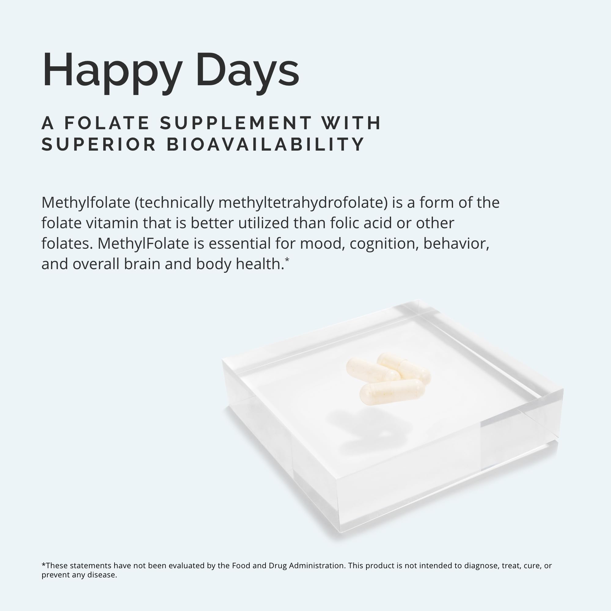 Front label of BrainMD Methylfolate bottle