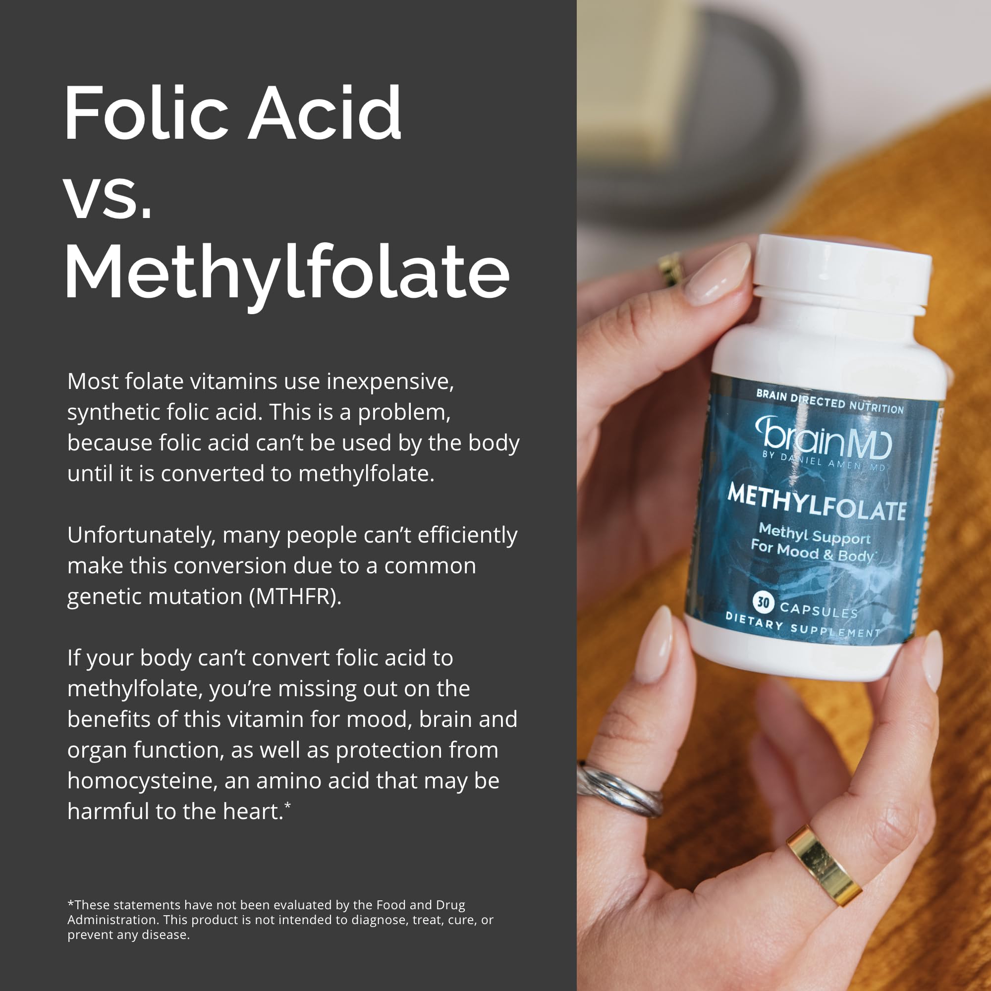 Supplement facts panel for BrainMD Methylfolate