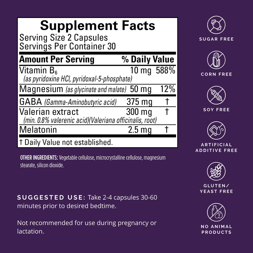 Close-up of Restful Sleep bottle label showing ingredients