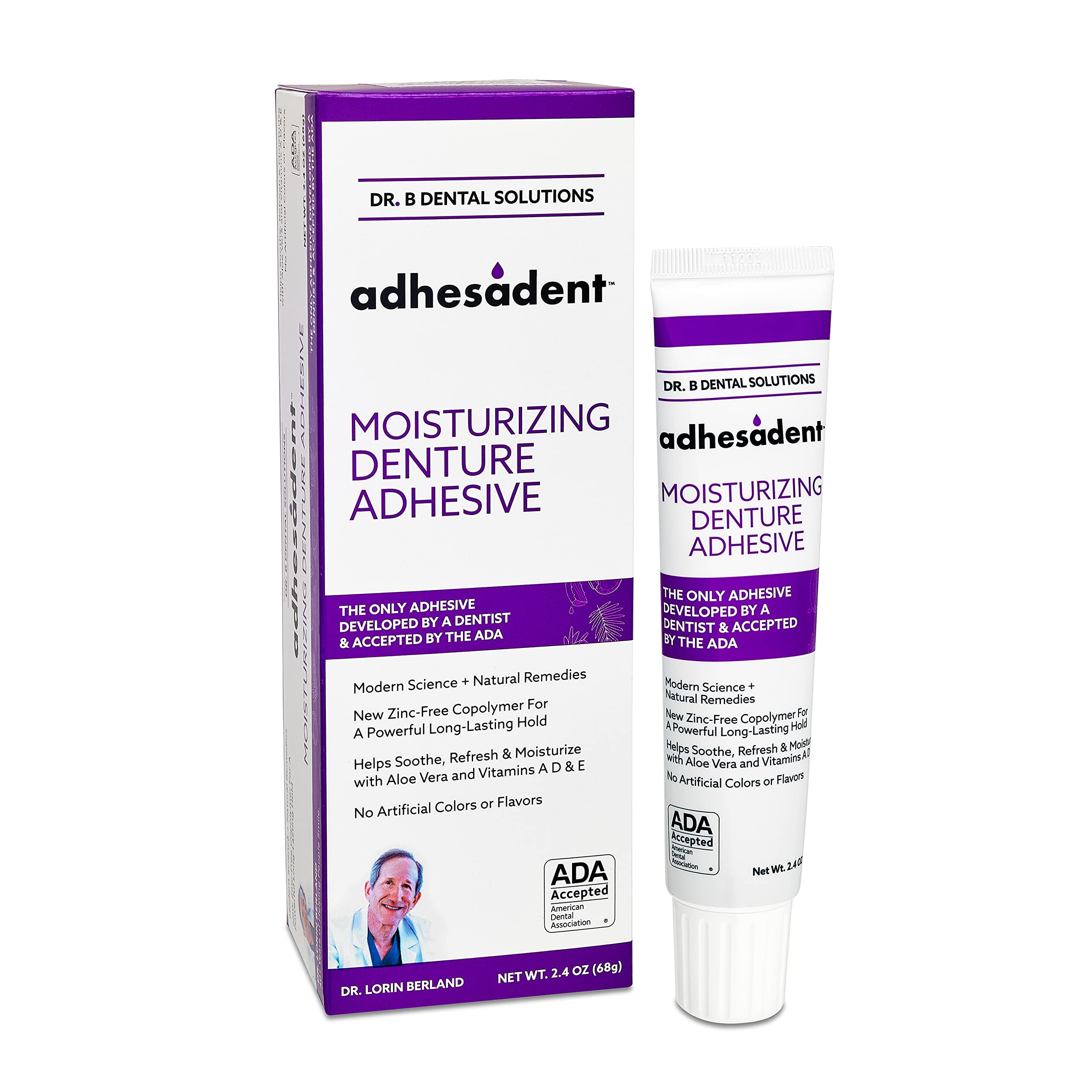 Dr. B Adhesadent moisturizing denture adhesive tube 2.4 oz