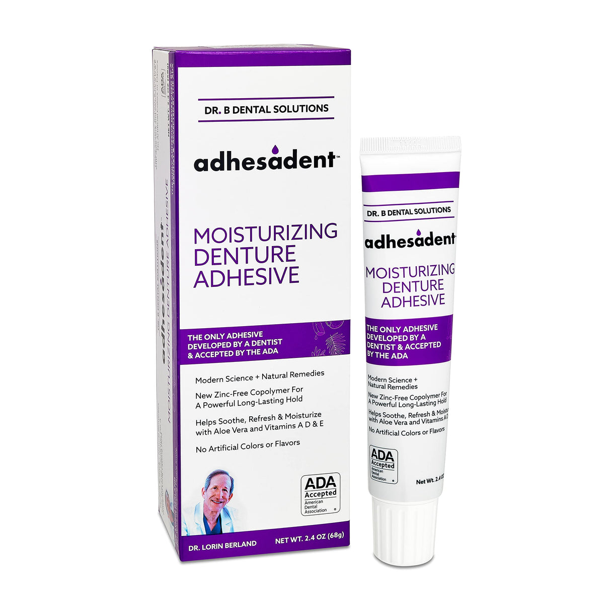 Dr. B Adhesadent moisturizing denture adhesive tube 2.4 oz