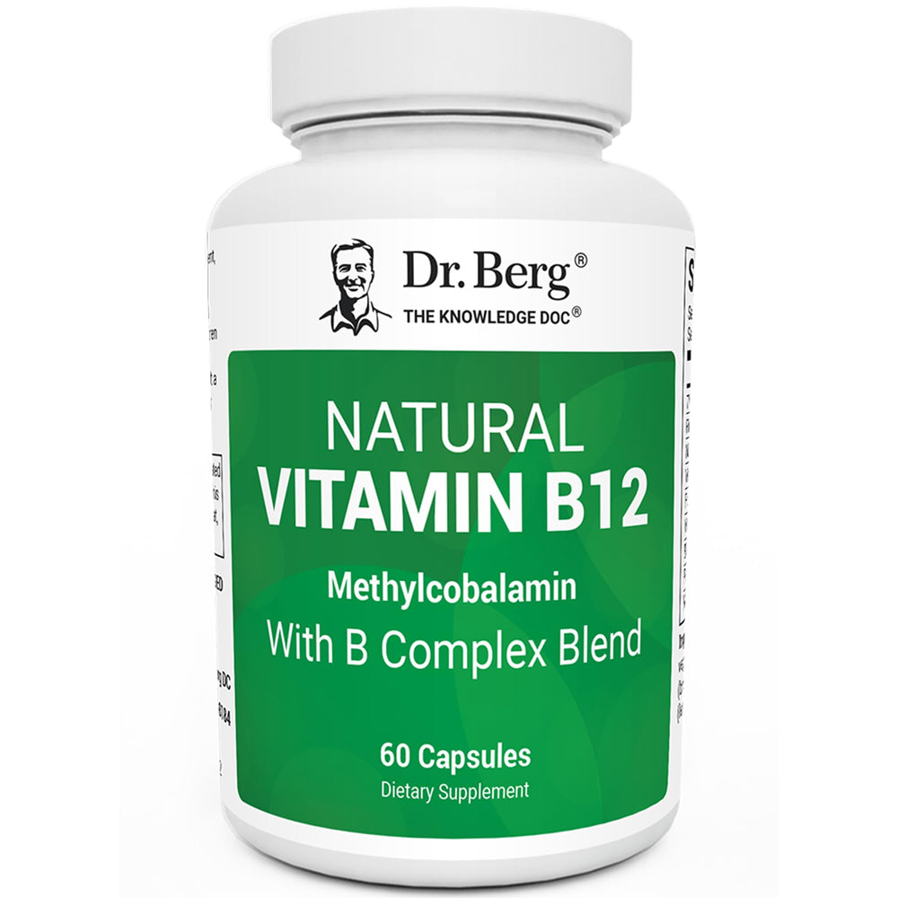 Dr. Berg Natural Vitamin B12 1000 mcg with B Complex bottle – front view
