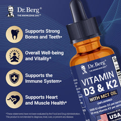 Front label of Dr. Berg D3 K2 bottle