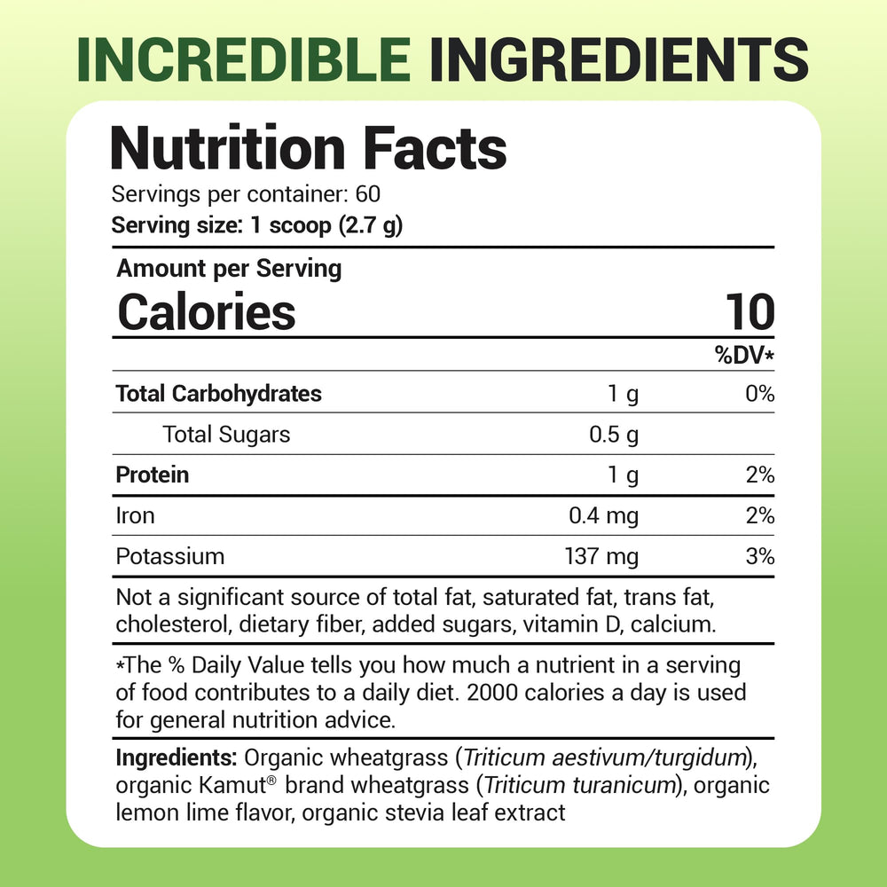 Serving of lemon-flavored green superfood powder