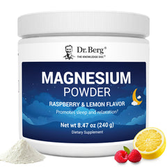 Dr. Berg Magnesium Glycinate Powder bottle with Raspberry Lemon flavor label