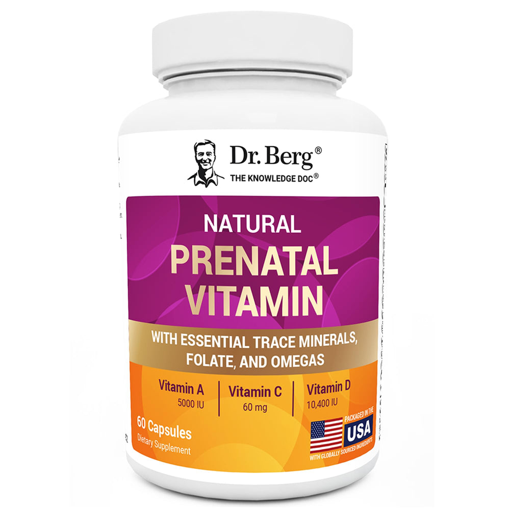 Bottle of Dr. Berg Natural Prenatal Vitamins for Women with 60 capsules