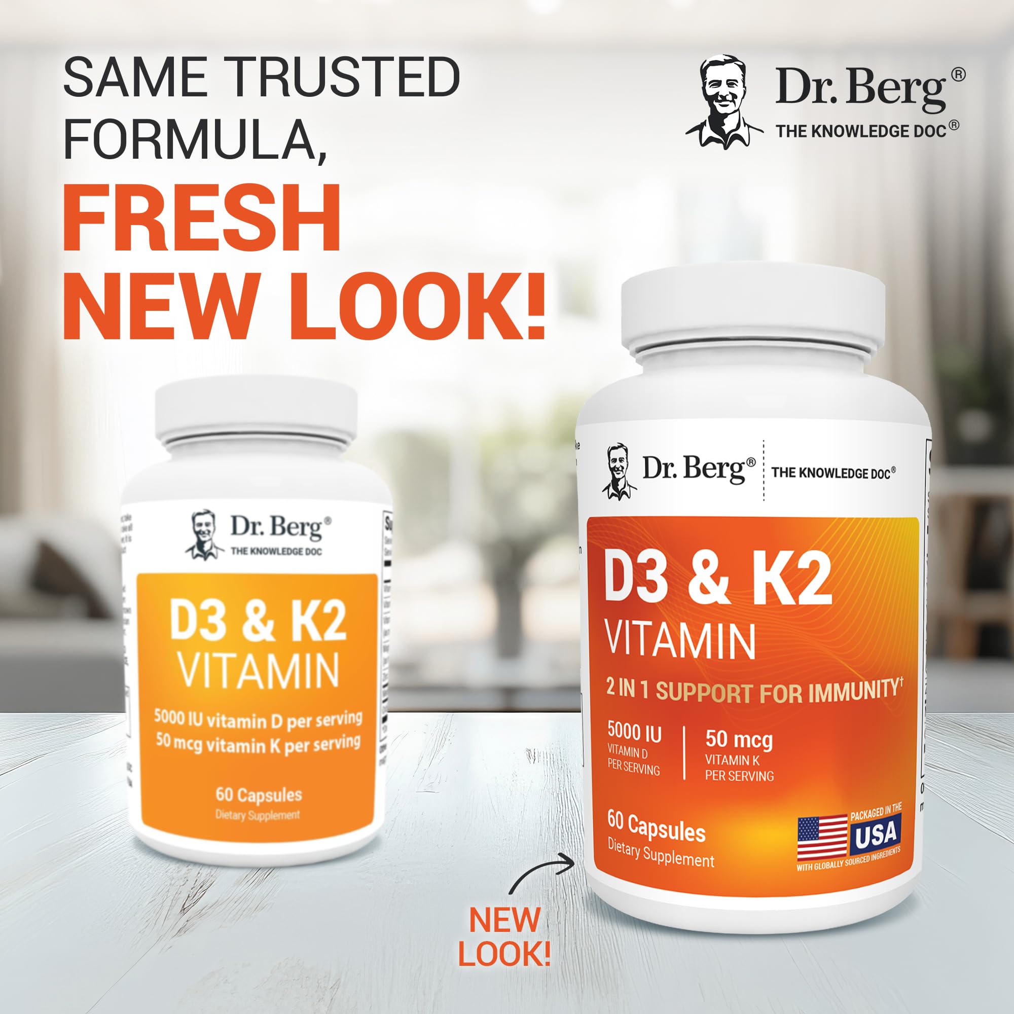Close-up of Dr. Berg D3K2 label showing D3 and K2 content
