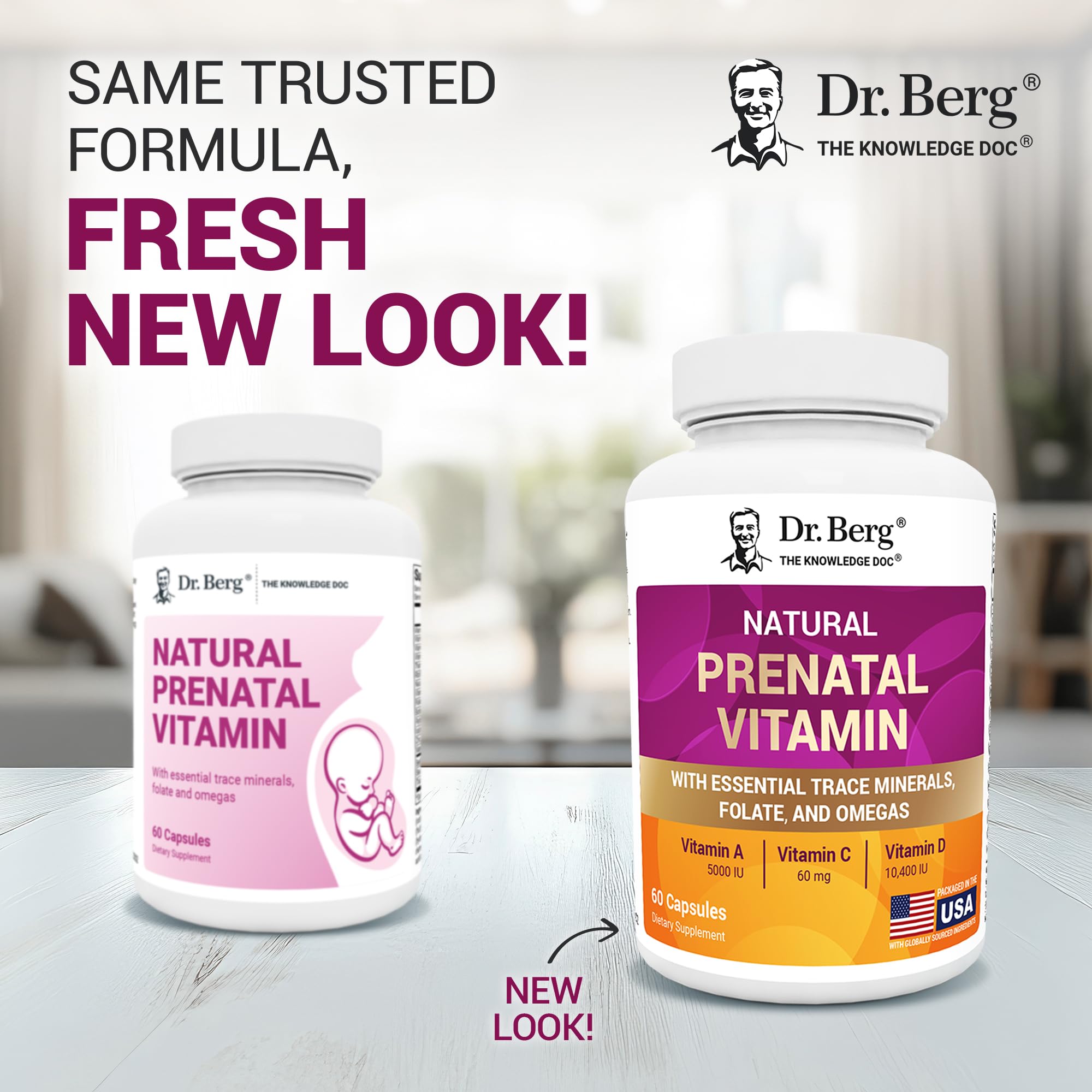 Close-up of the Dr. Berg Prenatal Vitamins label