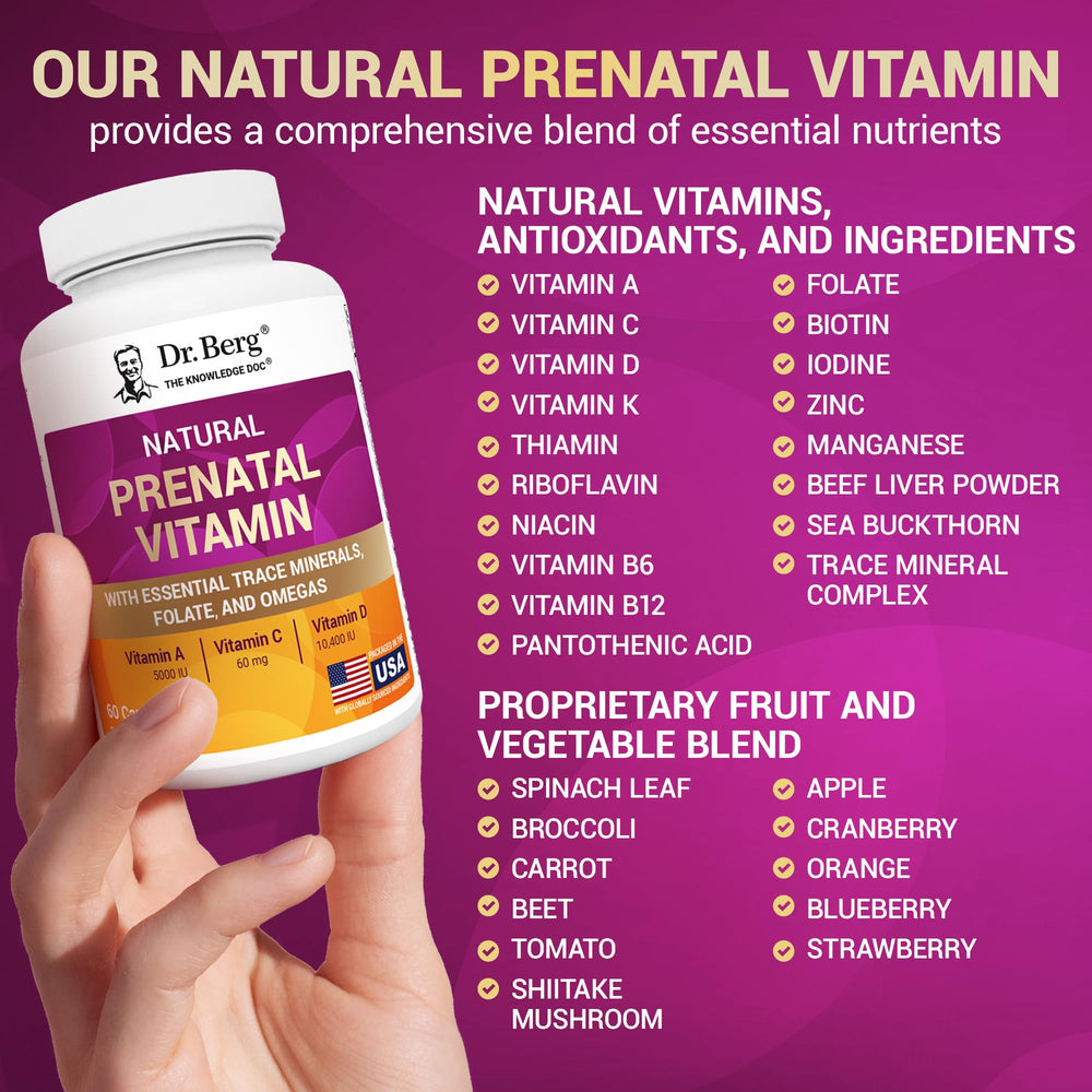 Dr. Berg prenatal vitamins packaging and bottle