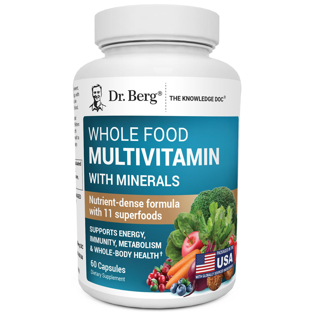Front view of Dr. Berg Whole Food Multivitamin with Minerals bottle