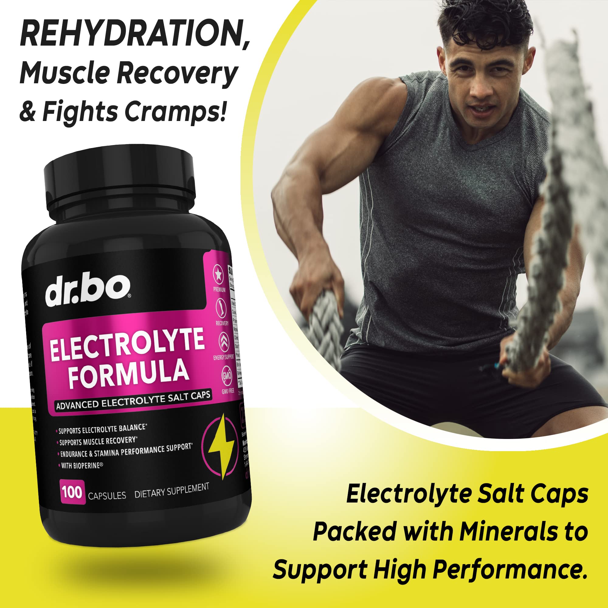 DR. BO electrolyte pills in use during training show practical performance support.