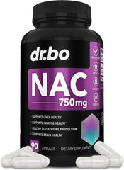 DR. BO NAC 750mg bottle pills for detox and respiratory support