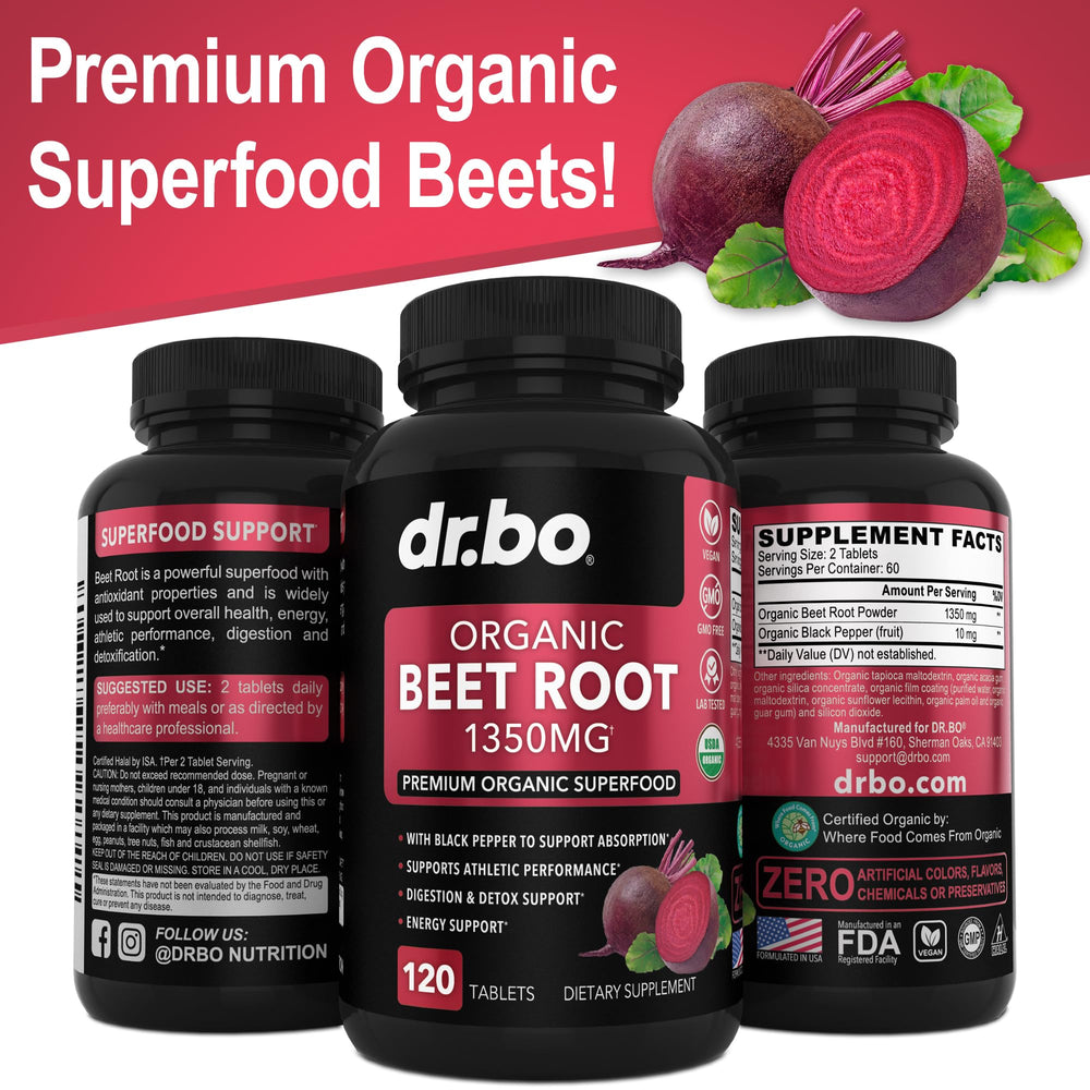 DR. BO nitric-oxide beets collage suggesting circulation support during active days.