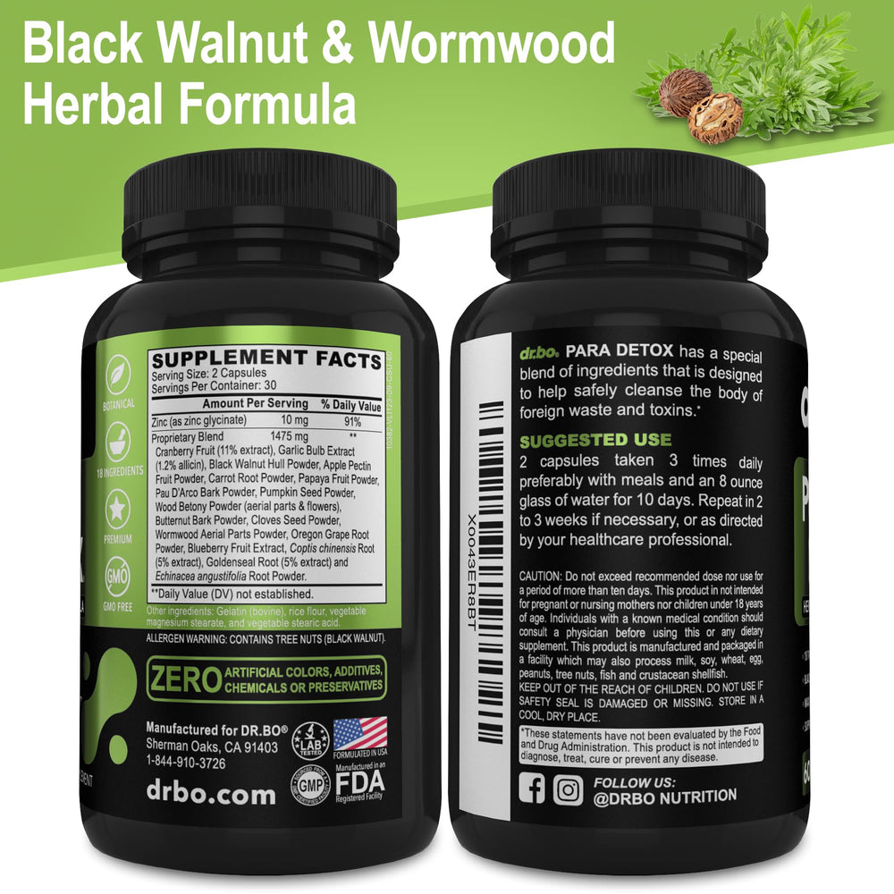 DR. BO para Cleanse gut-support scene shows capsules with water for simple daily use.