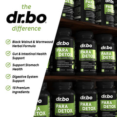 DR. BO para Cleanse packaging box highlights premium detox ingredients and usage guidance.