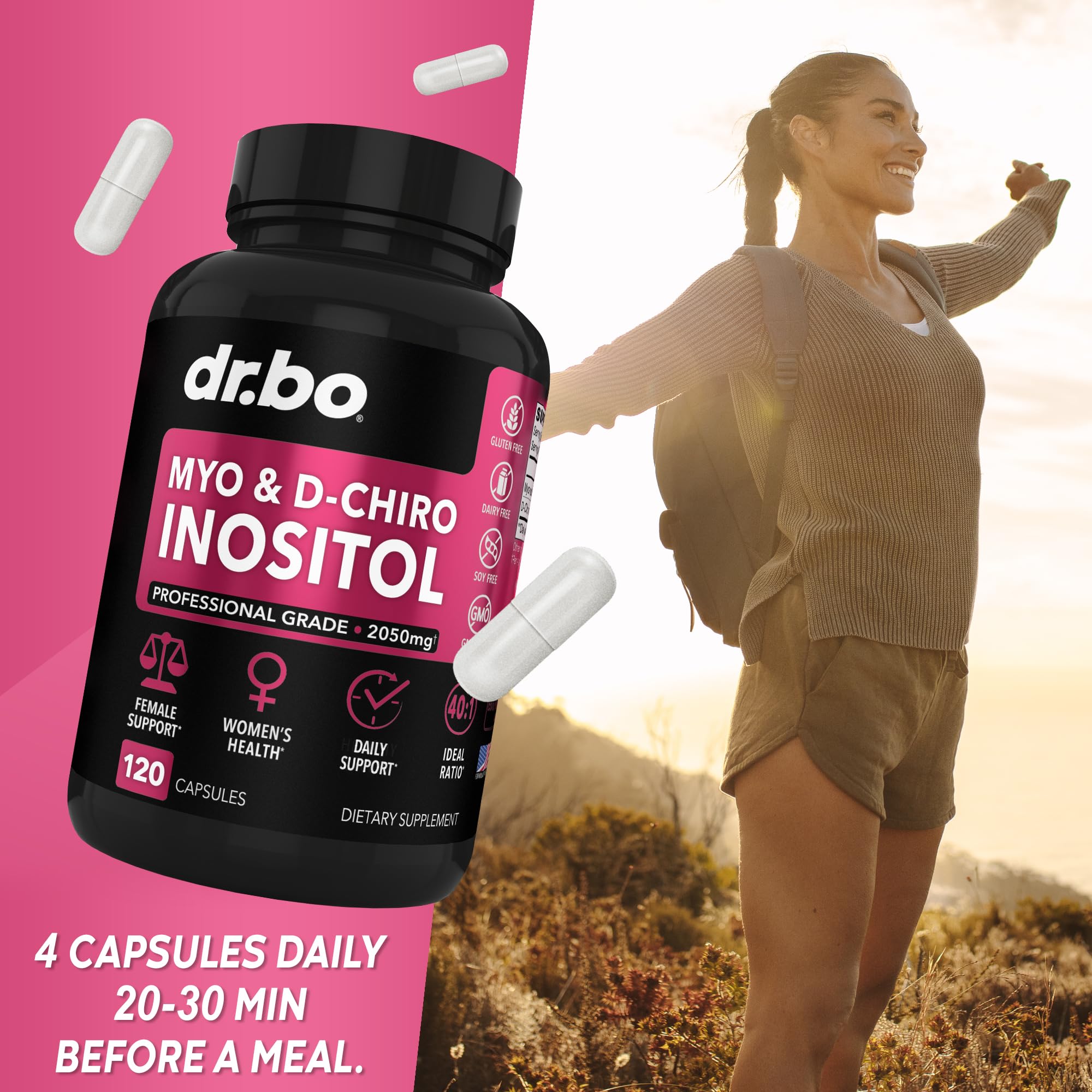DR. BO bottle on dresser with natural light showing shelf presence and routine fit