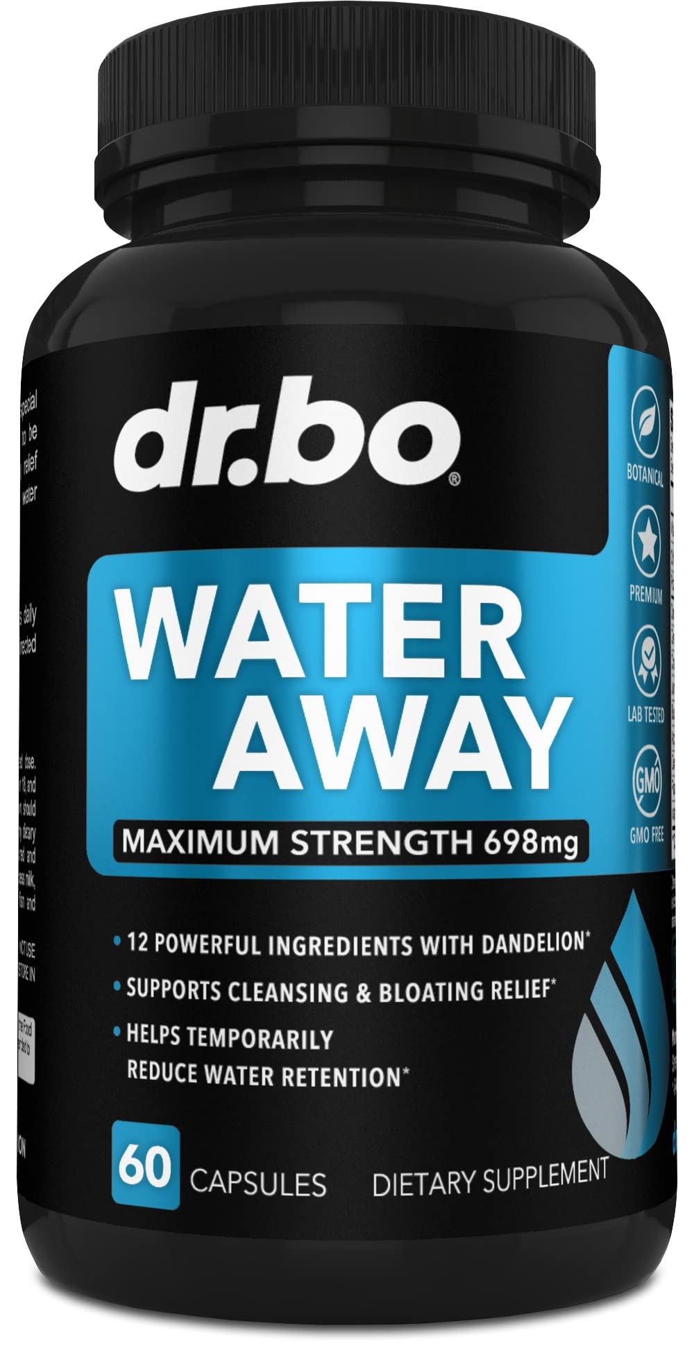 DR. BO Water Pills bottle on counter for daily hydration support