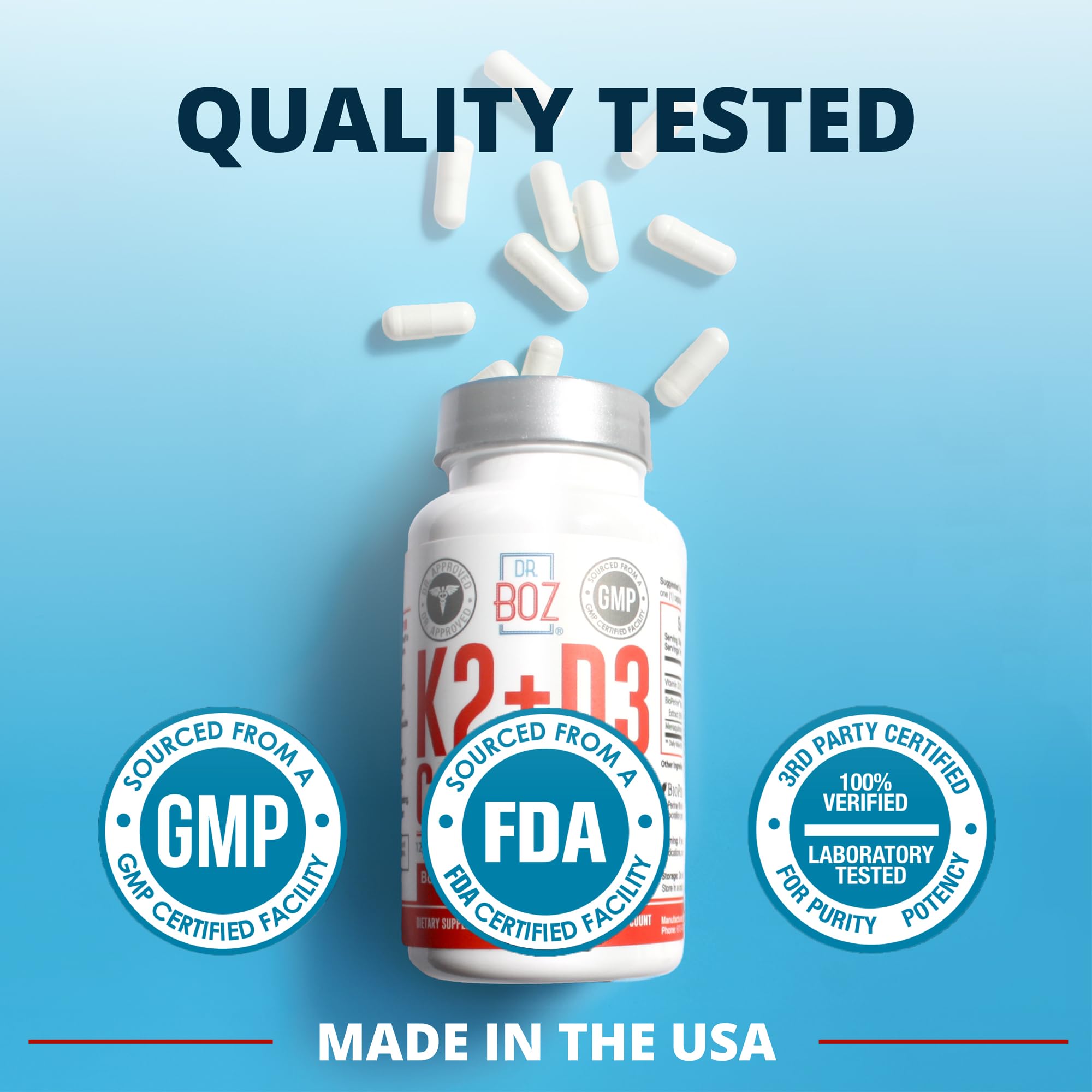 Made in USA quality tested badge on packaging