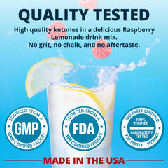 Nutrition facts and Made in USA badge on Keto BHB container