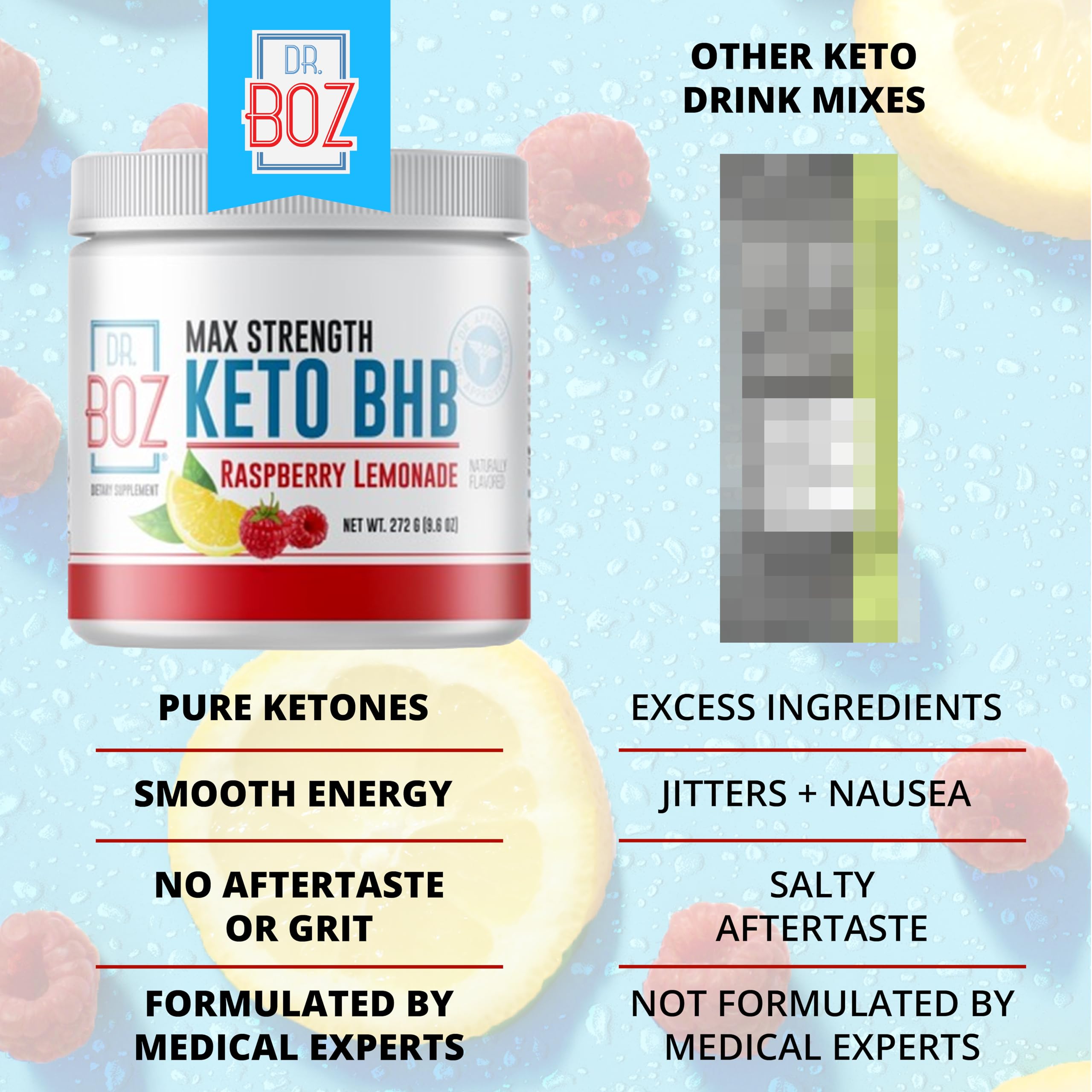 Close-up of Raspberry Lemonade powder mixing into a drink